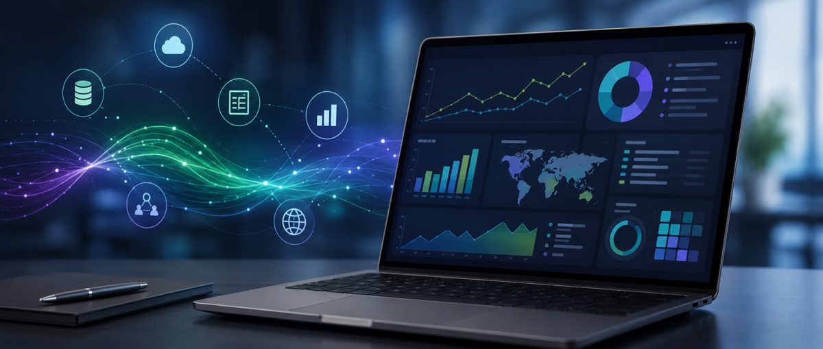bi dashboard laptop with data