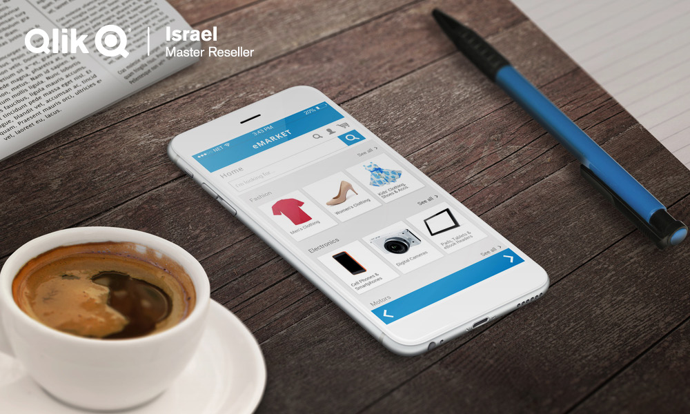 smartphone, pen and cup of coffee on a table